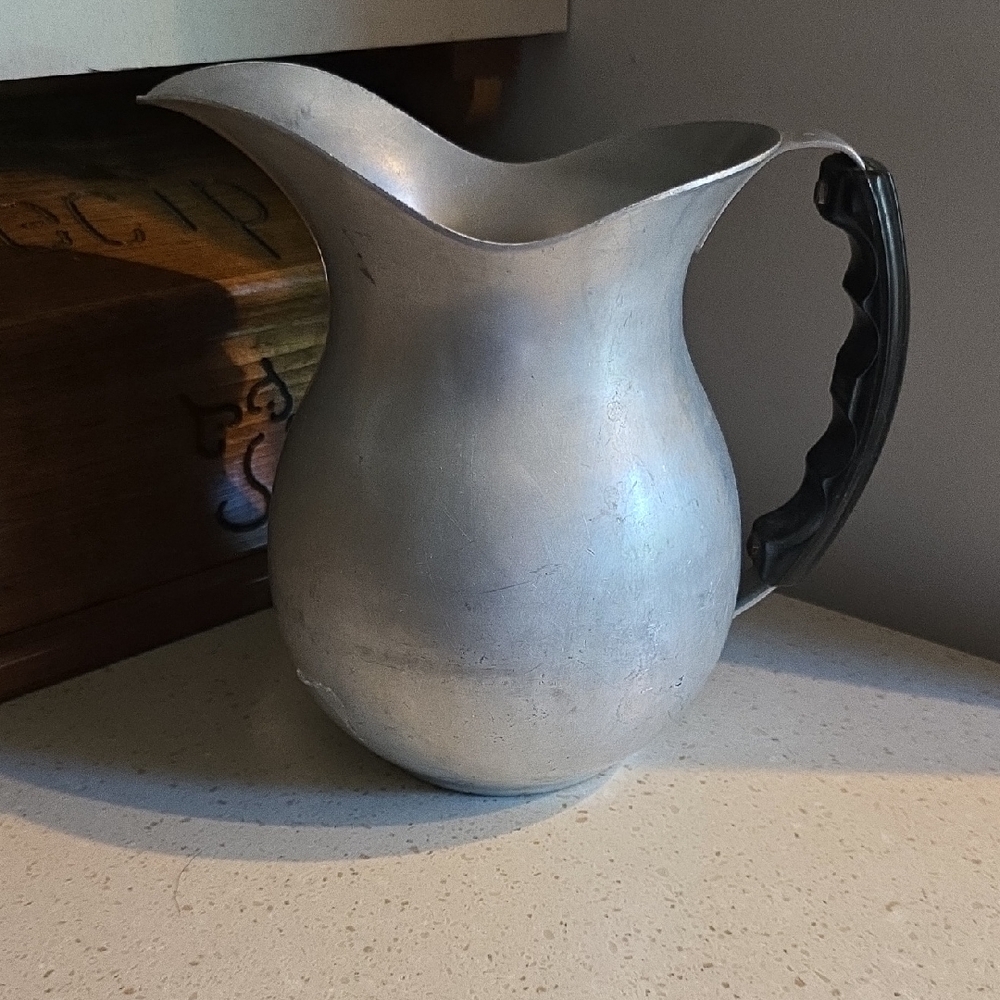 Vintage Wear-Ever Silver Pitcher with Black Handle